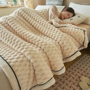 Blankets Winter Warm Plush For Bed Fluffy Soft Bump Mapping Plaid Queen Blanket Sofa Home Decor Cozy Thickened Fur Throw
