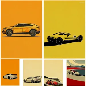 Paintings Car Retro Posters Kraft Paper Poster Prints Picture Wall Sticker Modern Cafe And Home Vintage Bedroom Toy Decor