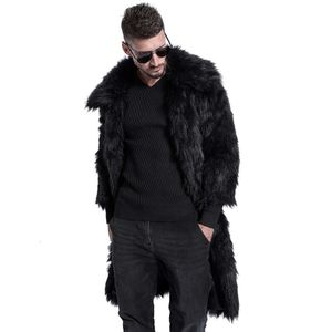 Vinter varm päls mid längd kappa designer mens hår mode avslappnad förtjockad vindbrytare qb4k