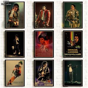 Pinturas Músicos e Cantores Michael Jackson Anime Cartazes Cópias de Papel Kraft Arte Estética Pintura de Parede Presente