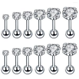 Orecchini a lobo 16g Chirurgico in acciaio inossidabile Cubic Zirconia Borchie Cartilagine Elica Vite Backs Trago dell'orecchio Orecchio Piercing Gioielli 2-8mm