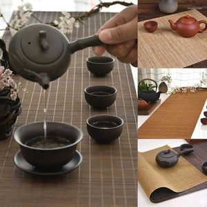 Maty stołowe Naturalne bambusowe herbatę biegacz dekoracyjne zasłony domowe podkładka na izolację kung fu akcesoria