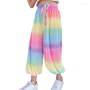 Trousers Summer Children Anti-Mosquito Pants For Girls Rainbow Print Anti Mosquito Lantern Kids Fancy Clothes 5 6 7 8 10 12 14Yr