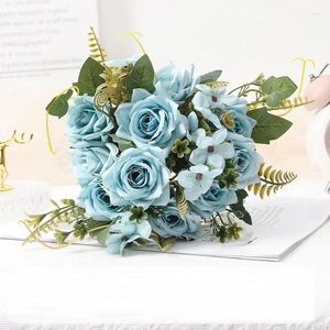 Decorative Flowers Artificial Dining Table Decor Silk Philando Fringed Roses Bouquet Fake Flower Indoor And Outdoor Rose Floral