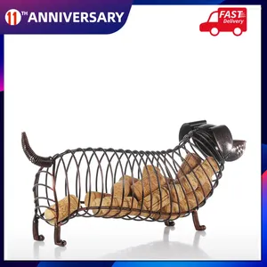 Garrafas Tooarts Dachshund Vinho Cortiça Recipiente Ferro Artesanato Ornamento Animal Presente Marrom Prático Escultura Decoração de Casa