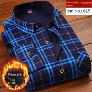 Men's Casual Shirts 2024 Autumn And Winter Fashion Plaid Long-Sleeved Shirt Plus Fleece Thickened Warm High-Quality