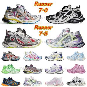 Spår Runner 7.5 7.0 Tennis Designer Shoes Män kvinnor Big Size 12 Paris Runners 7 77.0 Plattform Sneakers Triple S All Black White Purple Retro Brown Walking Handing Trainer