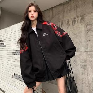 Deeptown Vintage Y2k Bomber Jacket Women Oversize Korean Fashion Black Star Jackets Harajuku Streetwear Baseball Aesthetic Coats 240127