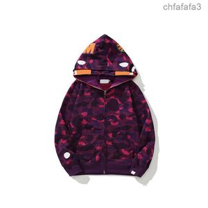 Bapes mens hoodie full-zip designer up ape shark womens dubbelskikt färg camo jacka blå huva tröja tröja långärmad xio9 2vkd