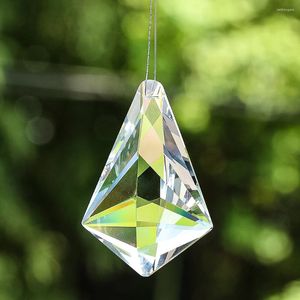 Ljuskrona kristall 90mm laser fasetterat prisma klara horn pilspets 3d konisk geometri glas lysande sol catcher lampdelar dekor