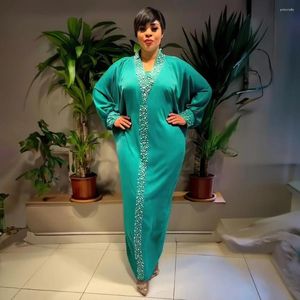ملابس عرقية abayas للنساء دبي الفاخرة الماس حبات بوبو المسلمة الخفافيش الأكمام كفتان ماروكين الفساتين الحزب