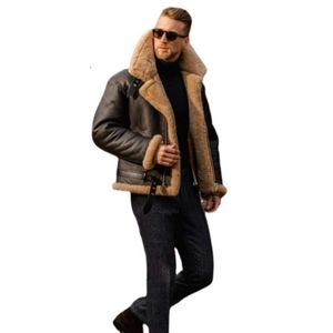 Mens Thickened Dark Brown Fur One Designer Piece Long Sleeve Coat 2WQX