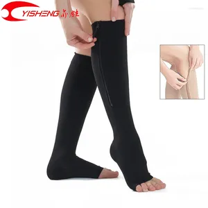 Calze da donna YISHENG Calze a compressione con cerniera Punta aperta Supporto per le gambe Edema medico Vene varicose Gonfiore Dolore al ginocchio