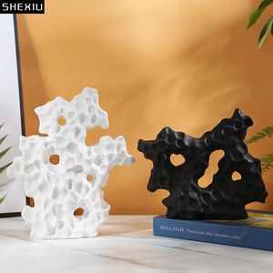 Simulated Coral Stone Rockery Sculpture Ceramic Crafts Desk Decoration Ornaments Abstract Artwork Modern Home Decor 240123