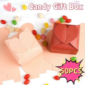 50 heart-shaped wedding candy boxes creative solid color heart-shaped boxes decorative gift boxes cute Christmas party candy boxes 240205