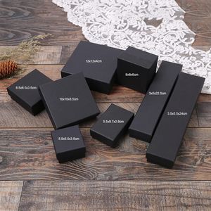 High Quality 10 Pcs Black Kraft Paper Jewelry Gift Paper Box Organizer Charms Ring Watch Earring Jewelry Display Gifts Box 240124