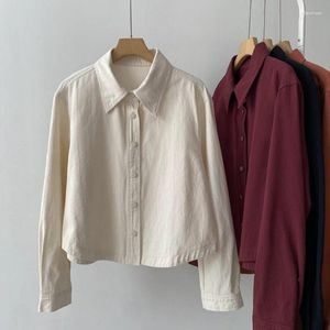 Women's Blouses Thickened Cotton Shirt Big Yards Spring And Fall Korean Version Of The Fashion Milled Casual Short Paragraph Blouse