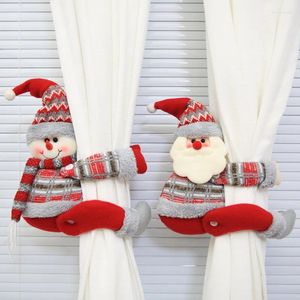 クリスマスの装飾カーテンバックルサンタクローススノーマンエルク人形年ギフトメリーホームデコレーション2024ナビダッド