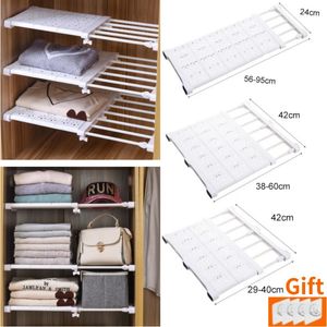 Adjustable Wardrobe Closet Organizer Clothes Storage Shelves for Kitchen Bathroom Telescopic Holders Shelf Wall Mounted Racks 240125