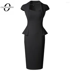 Party Kleider Sommer Frauen Ladylike Low Cut Reine Farbe Business Vintage Bodycon Bleistift Kleid EB748