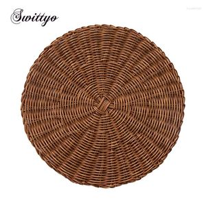 Table Mats Set Of 4 Decorative Service Plates Round Rattan Chargers For Wedding Home Dining Perfect Events & Dinner Parties