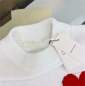 projektant unisex Amis Sweter Men Koreańska moda Koreańska moda serca okrągła szyjka bluzy luksusowe miłośnik marki A-line mały czerwony sweter Swater S-xl