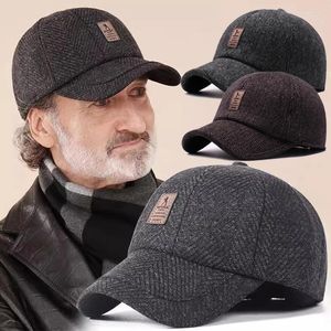 Ball Caps Männer Baseball Kappe Woolen Gestrickte Winter Ohr Abdeckung Für Verdicken Warme Hüte Mit Ohrenklappen Sport Golf Snapback