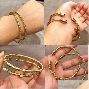 Bangle 2 Pcs Bola Dubai Pulseira e Bangles Africano para Mulher Cor de Ouro Médio Oriente Casamento Jóias Presente Drop Delivery Pulseiras DHTFN