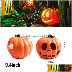 Altri articoli per feste per eventi Decorazioni per festival di fantasmi Jack-O-Lantern Decorazione Ornamento Lampada a LED creativa luminosa Lanterna 24 cm Zucca Dhebk