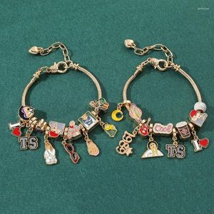 Braccialetti con ciondoli Bracciale multi-decorazione in acciaio inossidabile per le donne Hip Hop Party Incontri Gioielli di moda di lusso Regali Drop