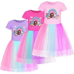 Vestidos para meninas de 3 a 12 anos, roupas para casa de bonecas, bebês, meninas, rendas, princesa, crianças, desenhos animados, gatos fofos, vestido de festa de casamento