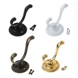 Hangers Heavy Duty Wall Hooks Antique Hanger Sturdy Decorative Coat Racks Zinc Alloy Double Hook For Hanging Hats Towels Keys