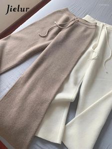 Women's Pants Spring High Waist Loose Wool Knitted Wide Leg Korean Casual Straight Floor Dragging