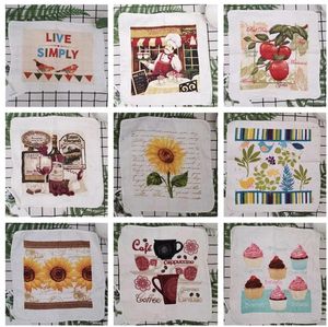 TEA DAPKINS 1PC 30X30 CM Square Fruit Flower Cotton Terry Printed Absorberande Kökshandduk Rengöringduk