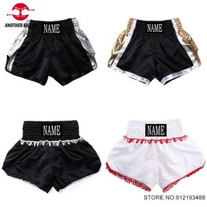 Muay Thai Şort Erkek Kadın Çocuklar MMA Şort Özel Kick Boks Şortu Yarışması Dövüş Sanatları Ücretsiz Savaş Dövüş Pantolonları 240119