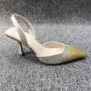 Super salto alto senhoras sapatos apontou toe elegante estilingue stiletto luxo glitter strass festa de formatura das mulheres bombas 240129