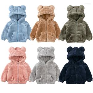 Giubbotti 2024 Peluche Giacca per ragazzi Autunno Inverno Tenere al caldo Piccola principessa Cappotto Orecchie da orso carino Cerniera con cappuccio Capispalla per bambini Abbigliamento per bambini