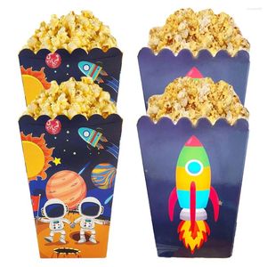 Party Decoration 6pcs Space Astronaut Popcorn Box Rocket Kids Birthday Favor Boxes Out Theme Decor