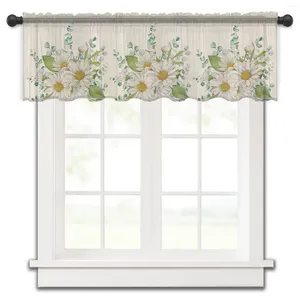 Curtain Flower Daisy Summer Simplicity Small Window Valance Sheer Short Bedroom Home Decor Voile Drapes
