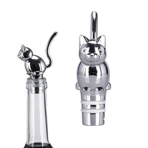 Gato garrafa de vinho rolha liga decorativa novidade barware ferramenta acessórios barra garrafa vinho aferidor saver com embalagem presente 240131