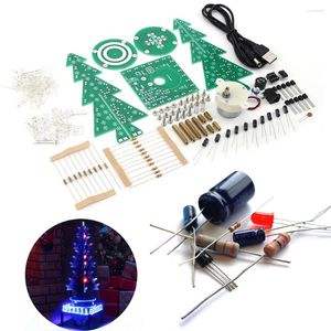 Christmas Decorations Rotating Colorful DIY Kit Built-in Motor 37 LED Lights Electronic Exercise Musical Tree Decor For Home Living Room