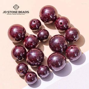 Loose Gemstones 1 Pc Natural Raw Dark Cinnabar Beads 6 8 10 12mm Pick Size Round Bead For Jewelry Making Diy Necklace Bracelet Accessory