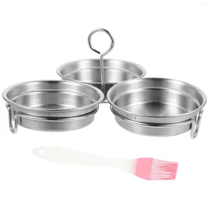 Çift Kazanlar 2 PCS Paslanmaz Çelik Yumurta Buharlayıcı Kazan Kazan Yalnızca Halka Griddle Buharlama Kalıp Çubuk Fry Pan Yemek Evi