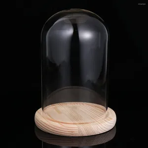 Storage Bottles Clear Galss Dome Cloche With Wooden Base Tay Handle Bell Jar Cake Display Case Tabletop Centerpiece For Pastry Desserts