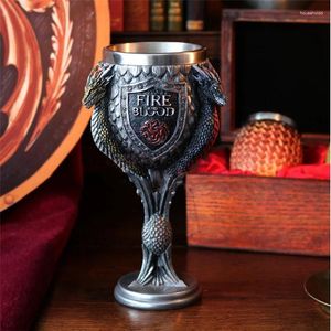 Mugs Vintage Gothic Wine Glass Creative Stainless Steel Grape Red Whiskey Goblet Medieval Europe Retro High Foot Cup