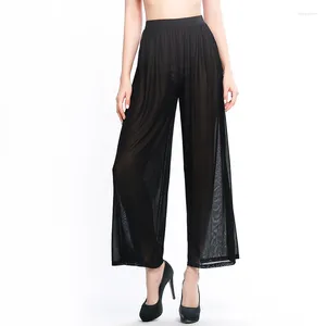 Women's Pants Womens Transparent Wide Leg Boho Beach Mesh Sheer Cover Up High Waist Trousers Loose