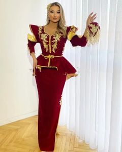 Bescheidene albanische Abendkleider für Frauen Langarm Applique Traditionelle Kosovo -Promkleider Meerjungfrau Party Outfits