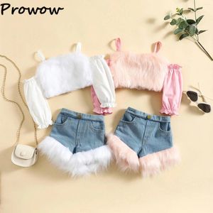 衣料品セットProwow Kids Denim Clothes Girls Outfit Set Stush Camisole and Jeans Ounles2PCS2024ファッショナブルな夏のスーツ