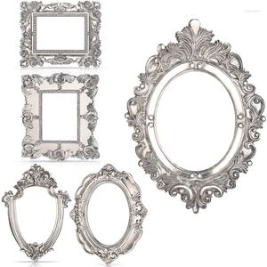 Frames 5Pcs Vintage Resin Picture Frame Flower Oval Rectangle Tabletop Jewelry Display For Pography Home Decor