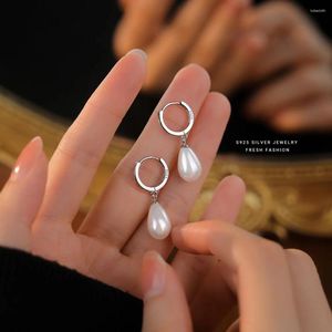 Stud Earrings Authentic 925 Sterling Silver Water Drop Shell Pearls For Women Wedding Party Temperament Jewelry